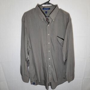 GH Bass 17.5/35 Gray Button Down Shirt Modal Rayon Blend Long Sleeve Soft Casual